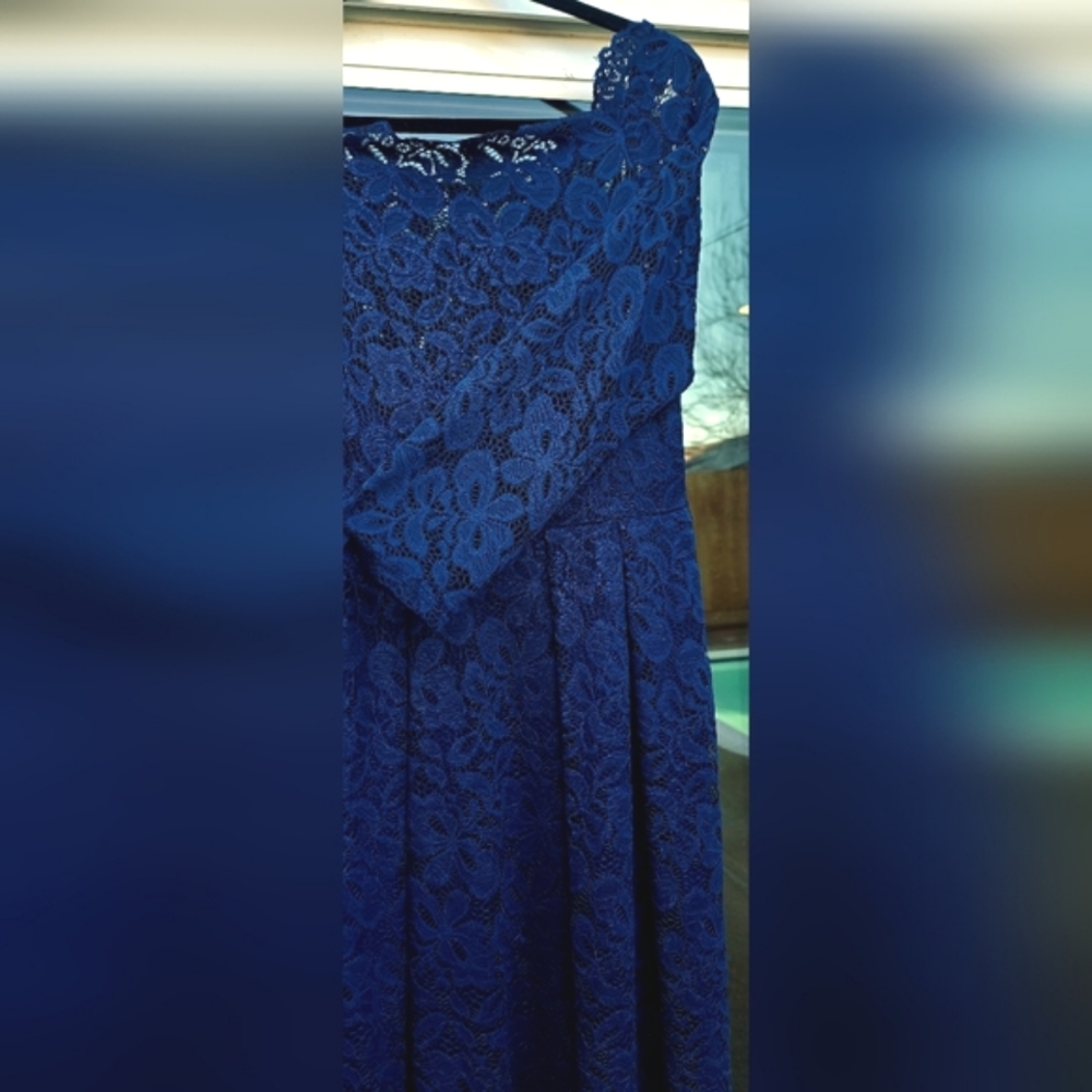 Miusol Elegant Navy Blue Floral Lace Dress – Size XL - Picture 5 of 16